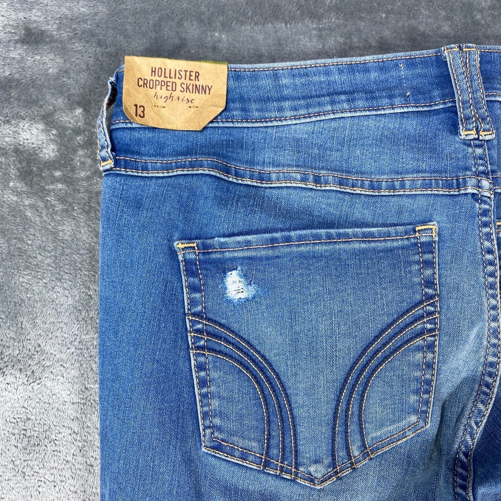 NWT Hollister Jeans Women 13 W 31 High Rise Skinny Cropped Distress Fade Whisker